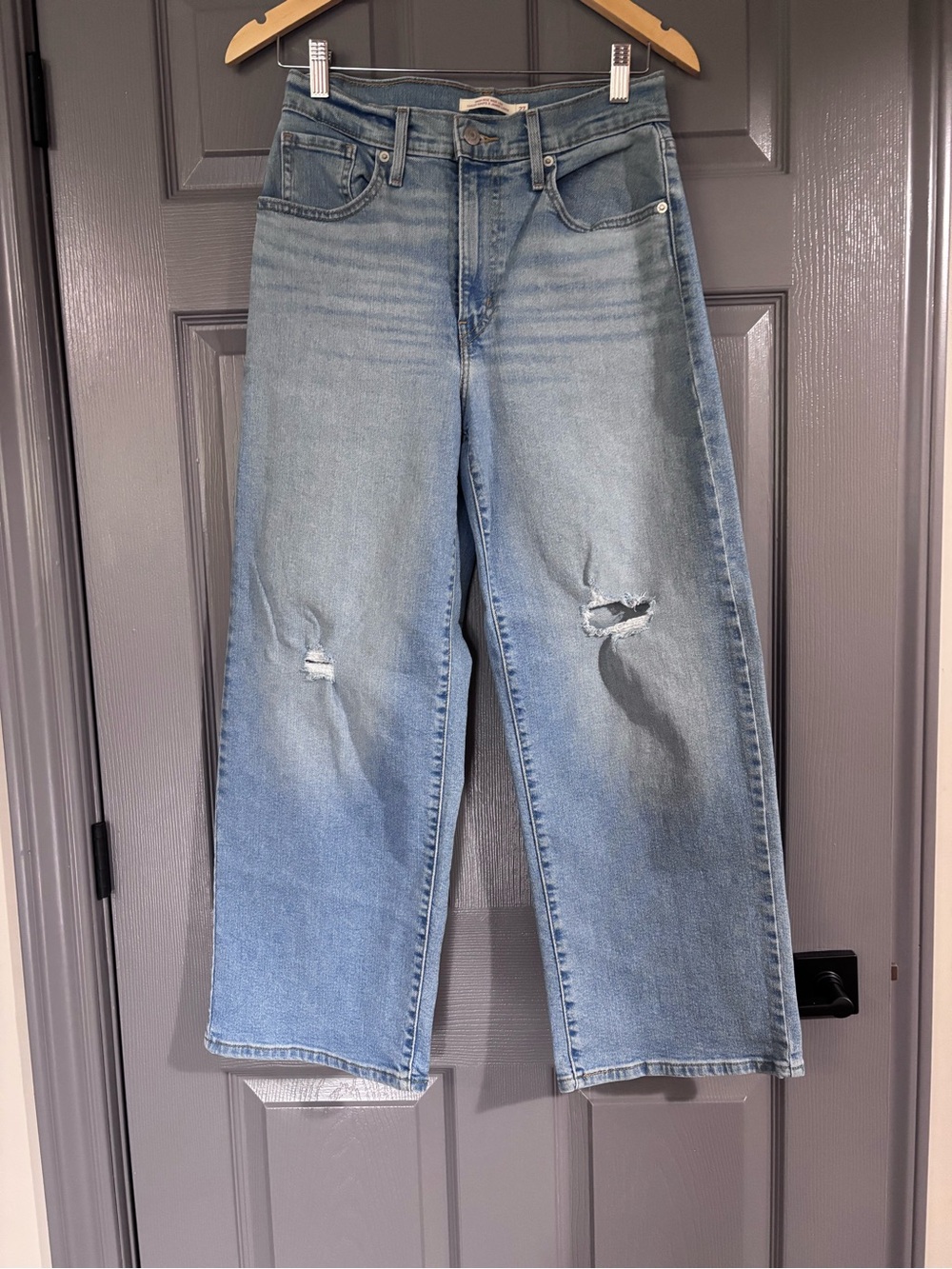 Levi's Light Blue Wide-Leg Distressed Women's Jeans